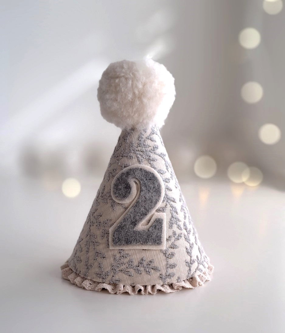 Isabella Luxurious Grey Damask Party Hat