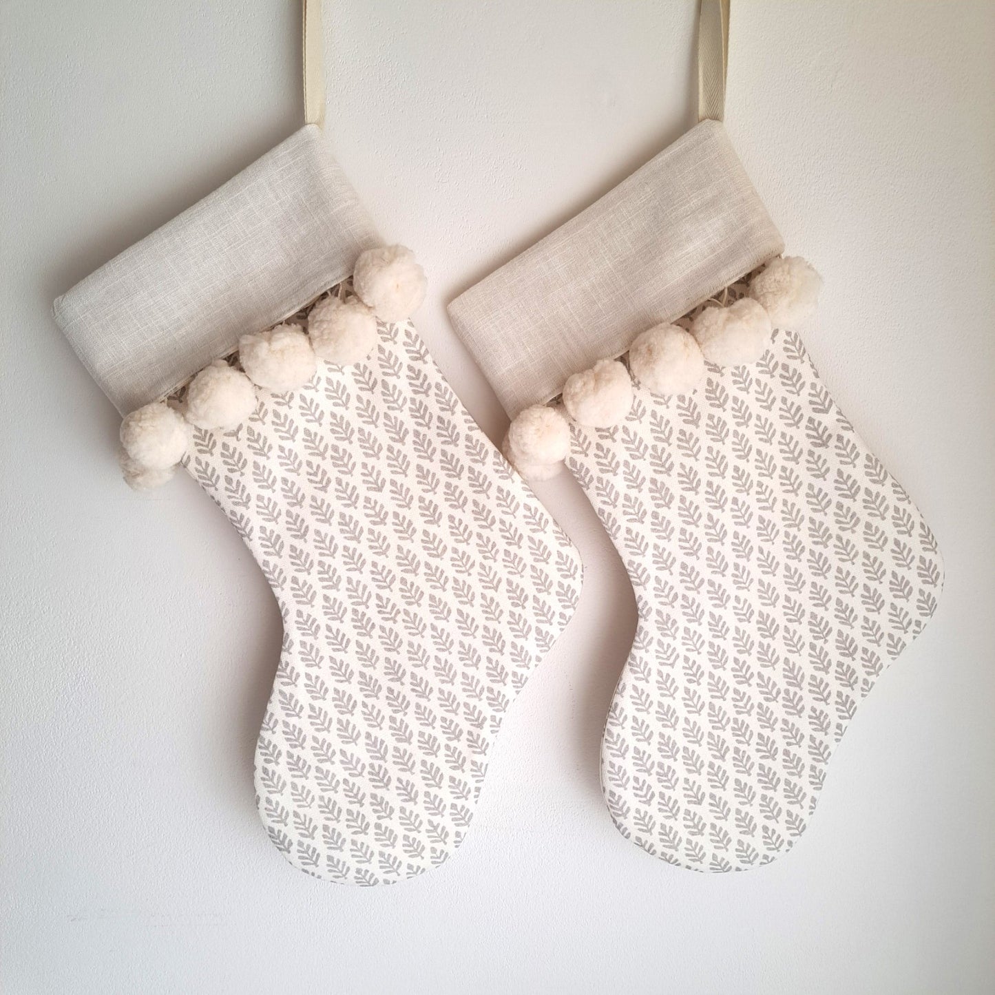 Personalized Traditional Dove Grey Linen Christmas Stocking