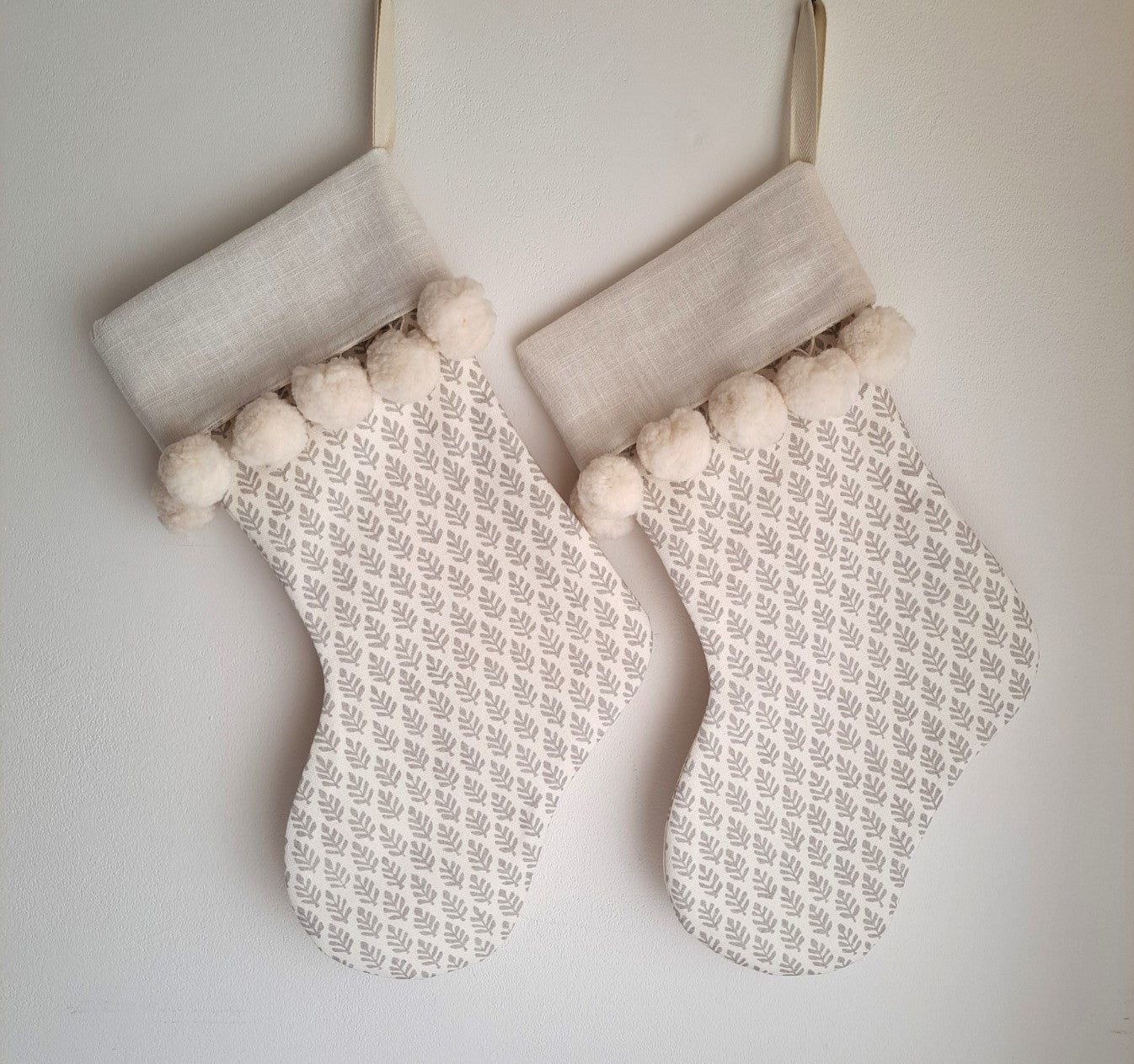 Personalized Traditional Dove Grey Linen Christmas Stocking