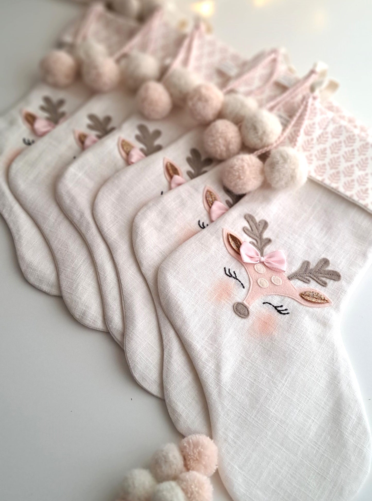Personalized Baby Reindeer Applique Christmas Stocking