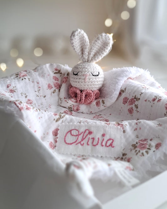 Personalized Bunny Snuggle Comforter - Pink
