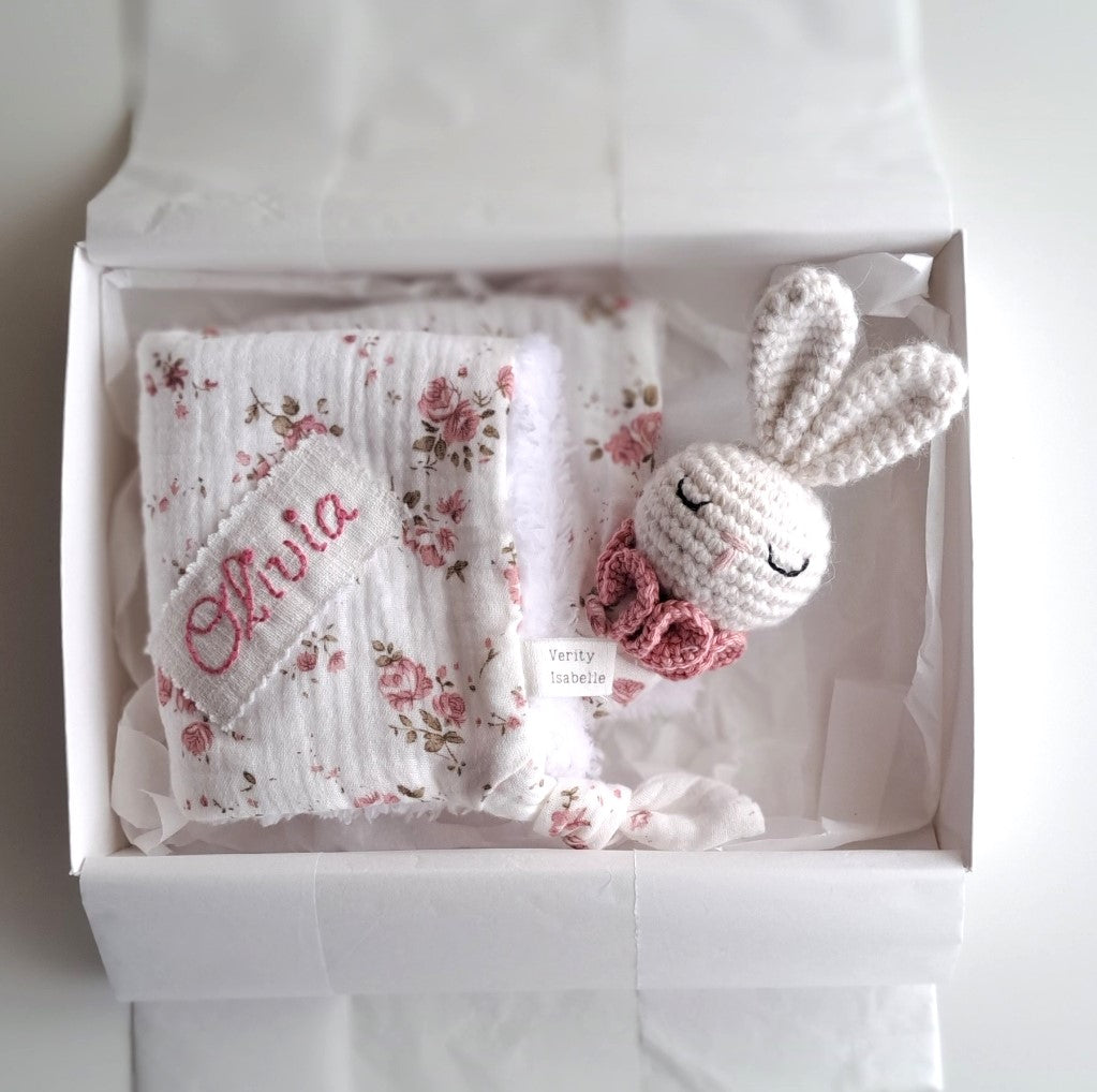 Personalized Bunny Snuggle Comforter - Pink