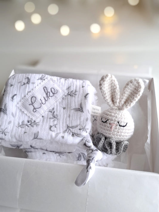 Personalized Bunny Snuggle Comforter - Grey