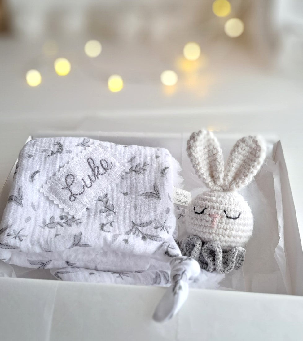 Personalized Bunny Snuggle Comforter - Grey