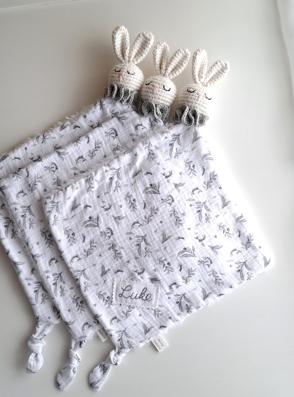 Personalized Bunny Snuggle Comforter - Grey