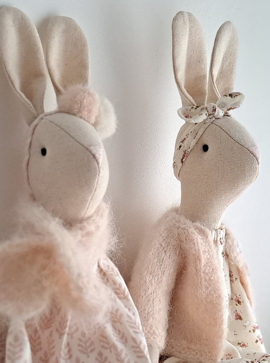 Veronica Bunny, Handmade Linen Stuffed Rabbit