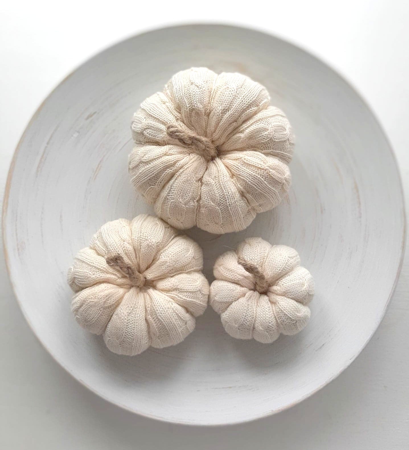 Cream Cable Knit Pumkins