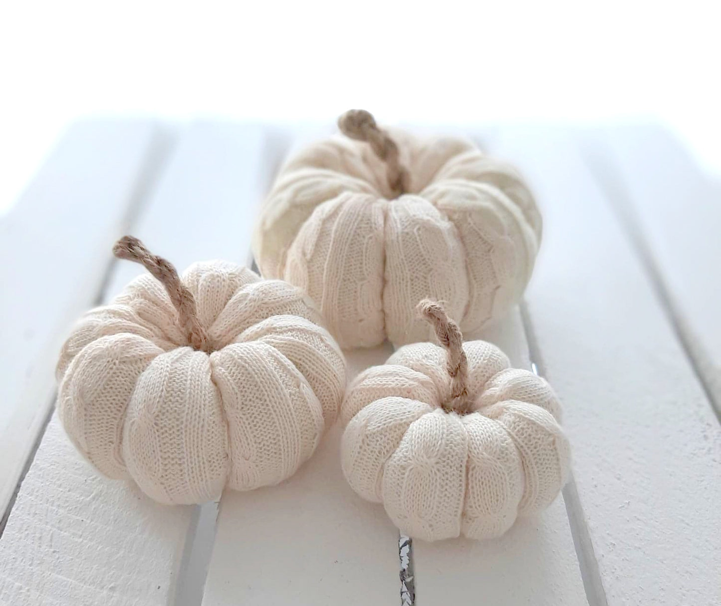 Cream Cable Knit Pumkins
