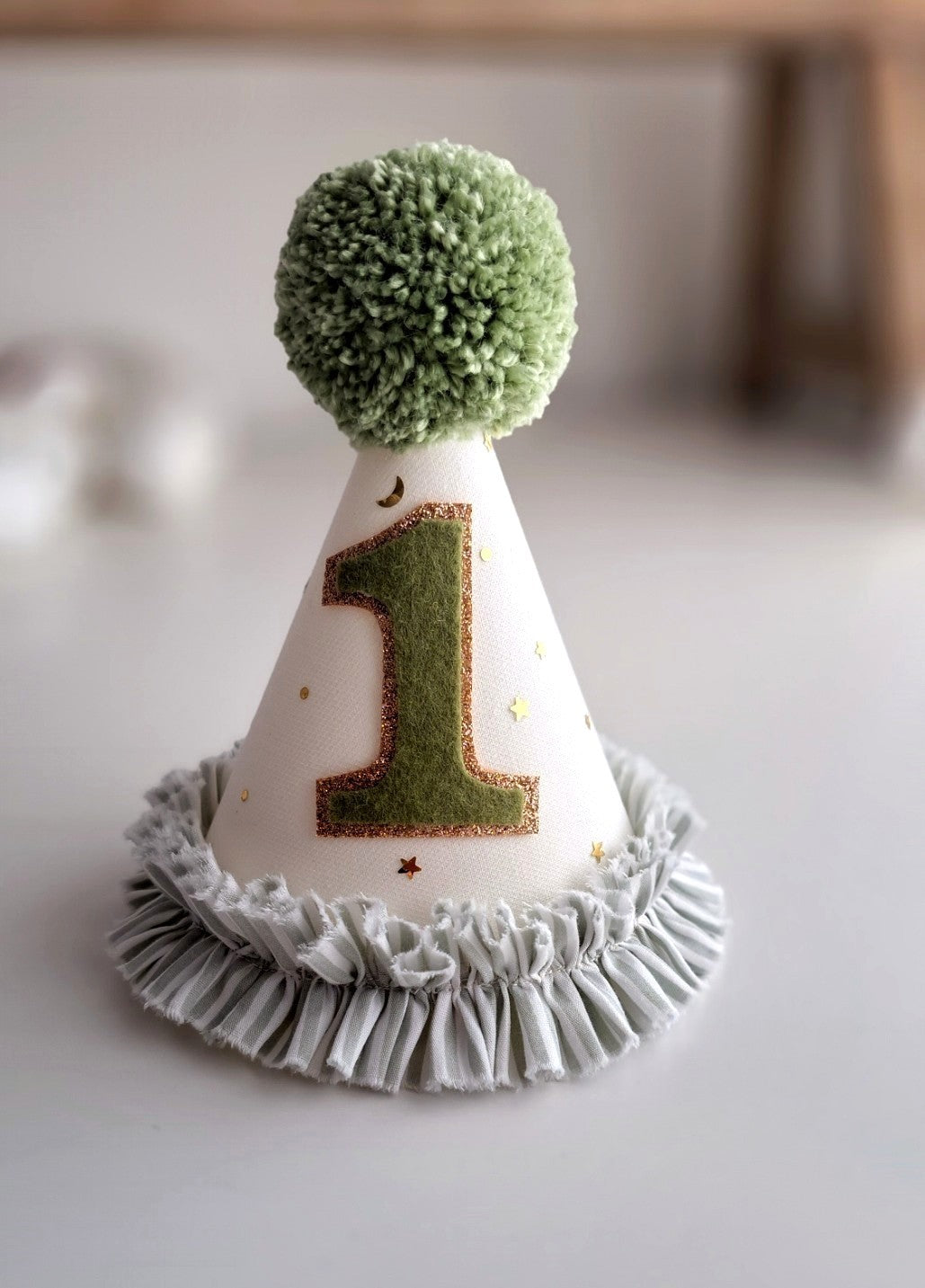 Green Stripe Birthday Hat and Cape Set – Handmade Keepsake for 1st, 2nd or 3rd Birthday