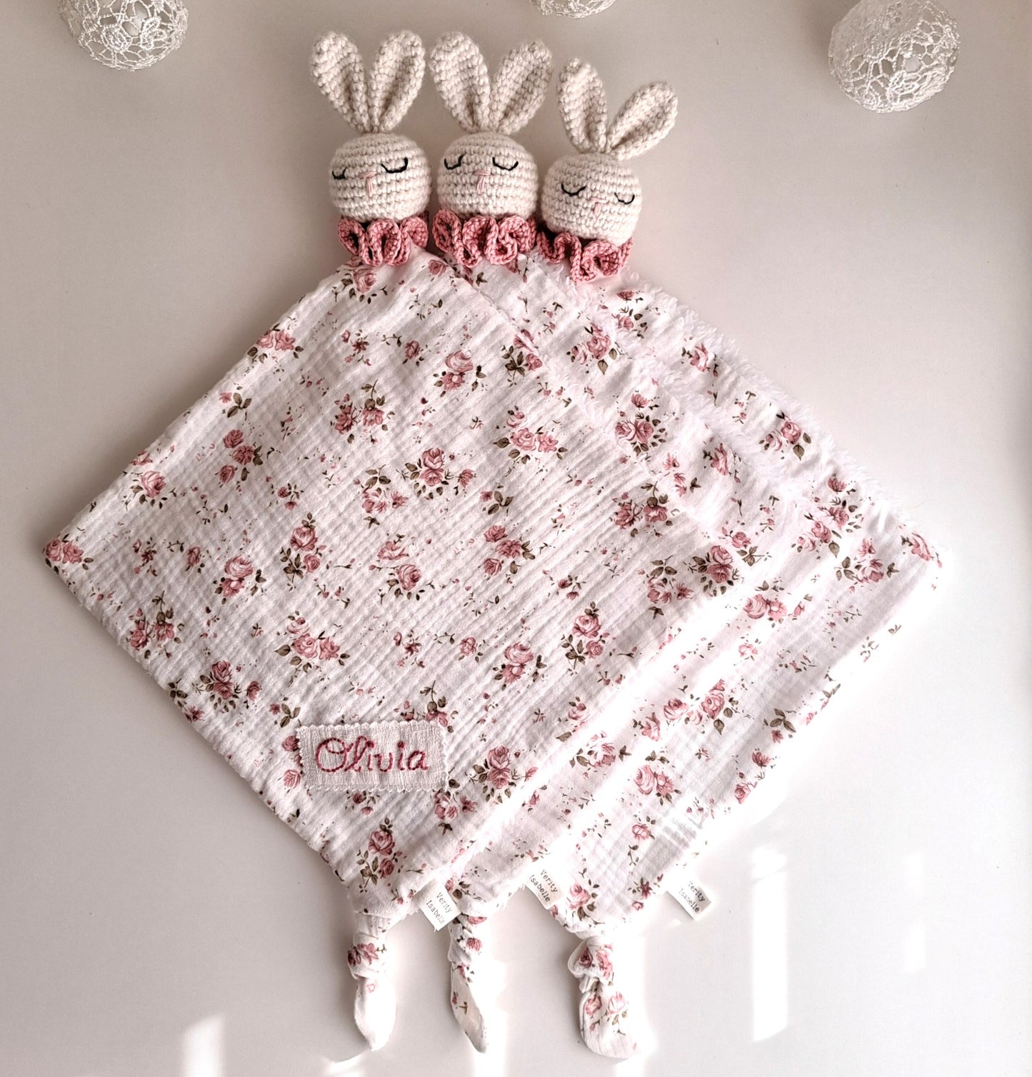 Personalized Bunny Snuggle Comforter - Pink