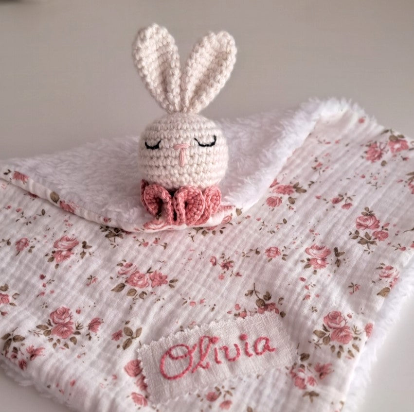 Personalized Bunny Snuggle Comforter - Pink