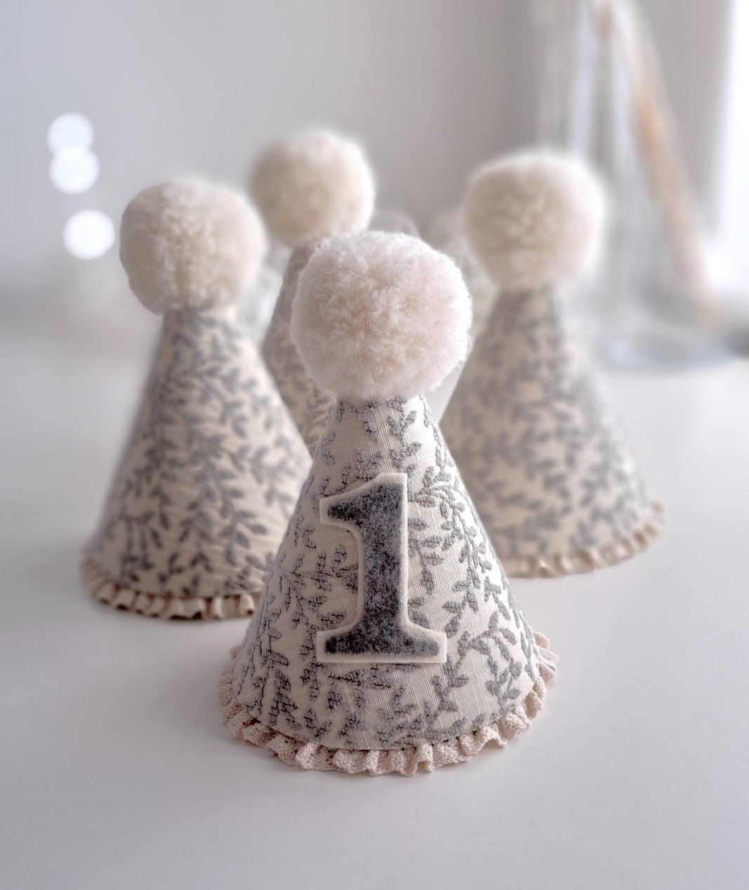 Isabella Luxurious Grey Damask Party Hat