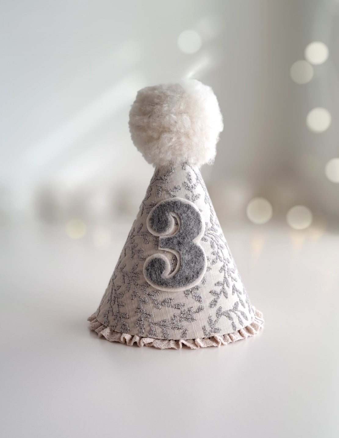 Isabella Luxurious Grey Damask Party Hat