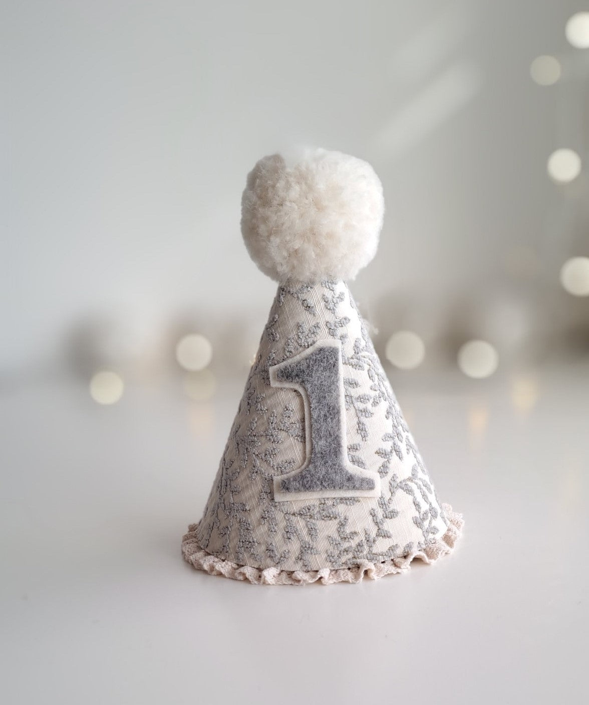 Isabella Luxurious Grey Damask Party Hat