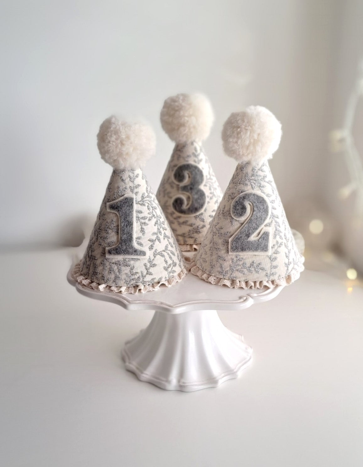 Isabella Luxurious Grey Damask Party Hat