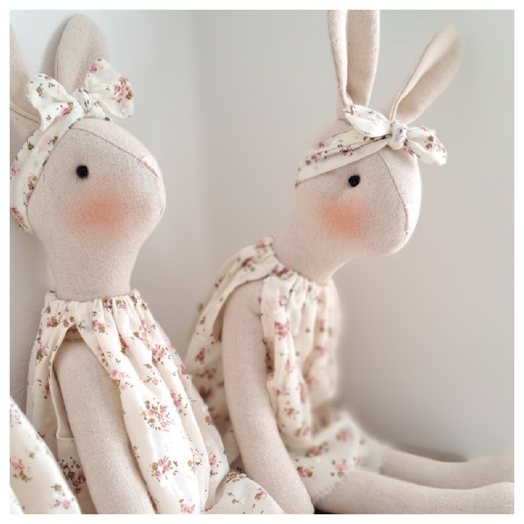 Veronica Bunny, Handmade Linen Stuffed Rabbit