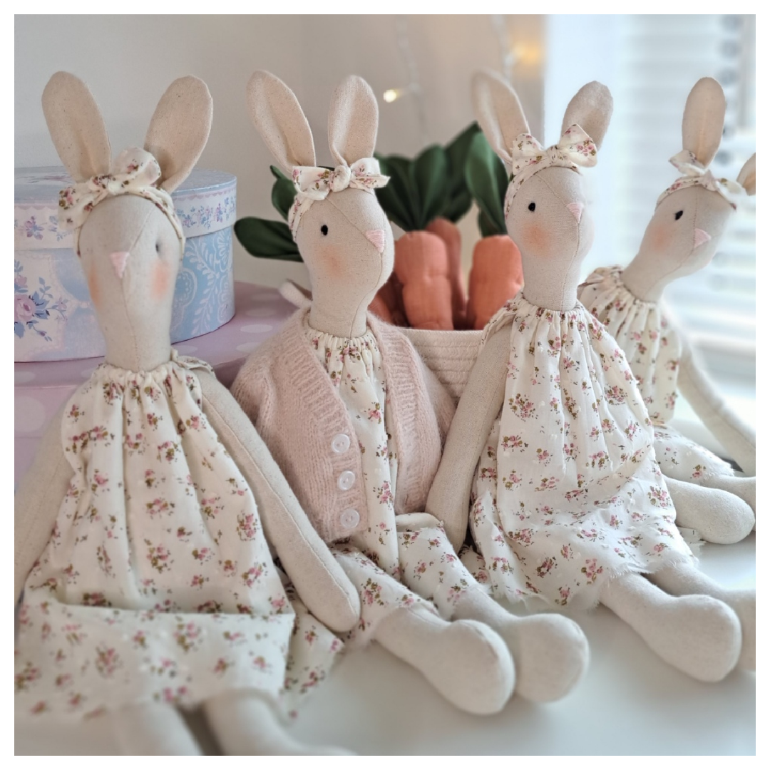 Veronica Bunny, Handmade Linen Stuffed Rabbit