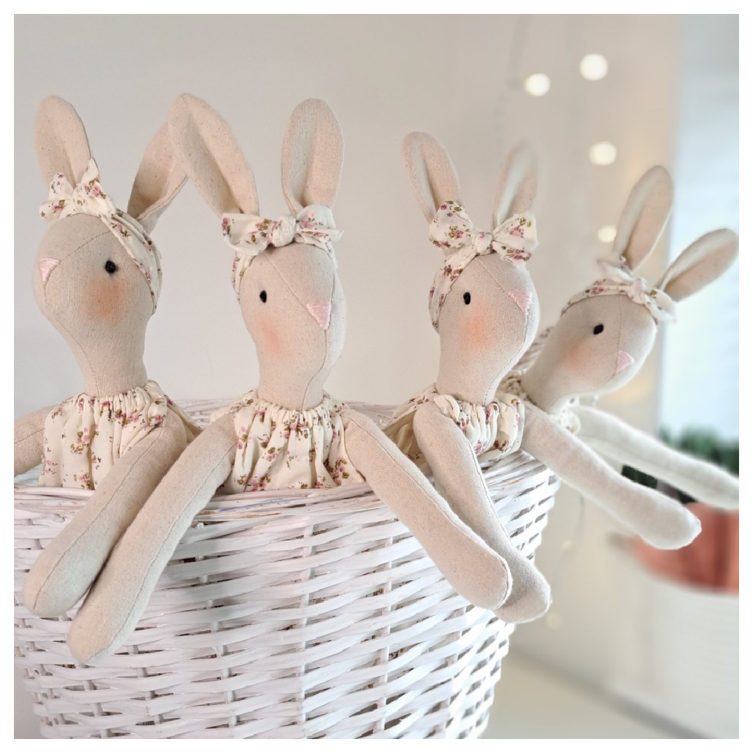 Veronica Bunny, Handmade Linen Stuffed Rabbit
