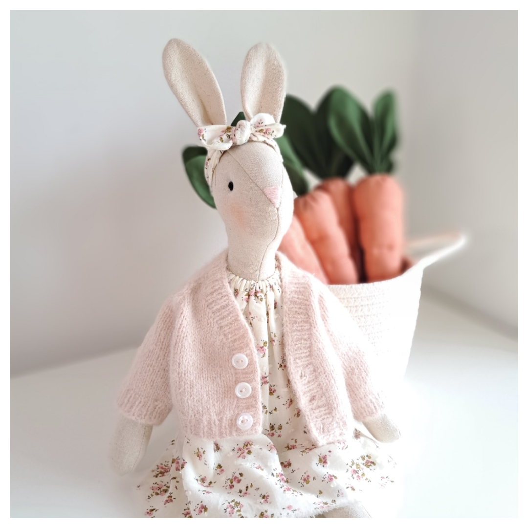 Veronica Bunny, Handmade Linen Stuffed Rabbit