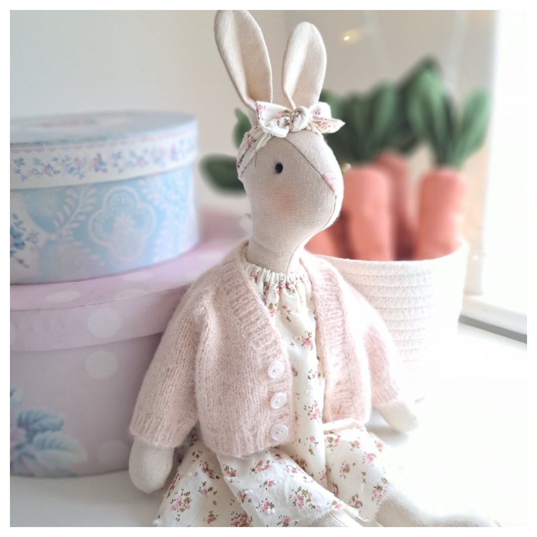 Veronica Bunny, Handmade Linen Stuffed Rabbit